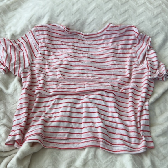 Crop summer red and white striped t shirt XL - Picture 2 of 3